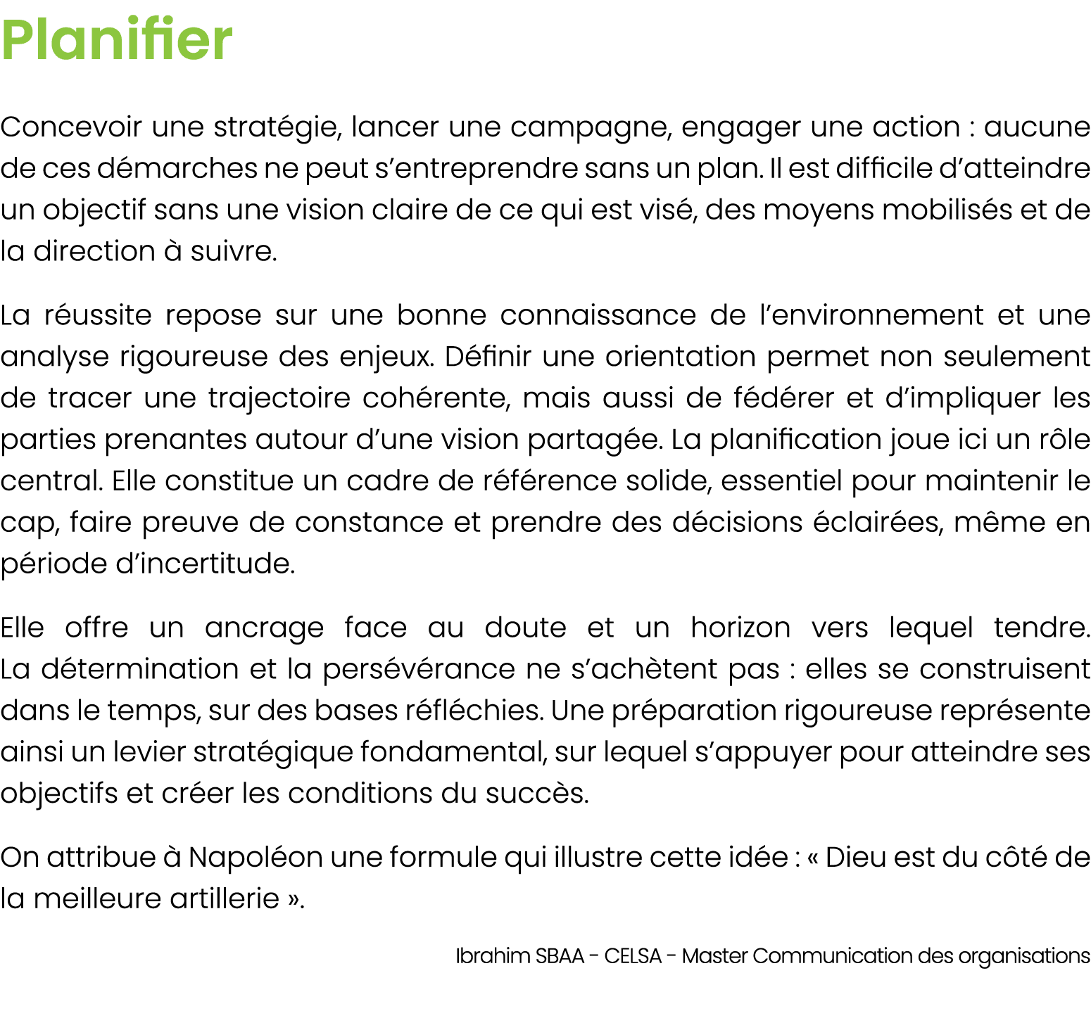 Planifier Concevoir une strat gie, lancer une campagne, engager une action : aucune de ces d marches ne peut s’entrep...