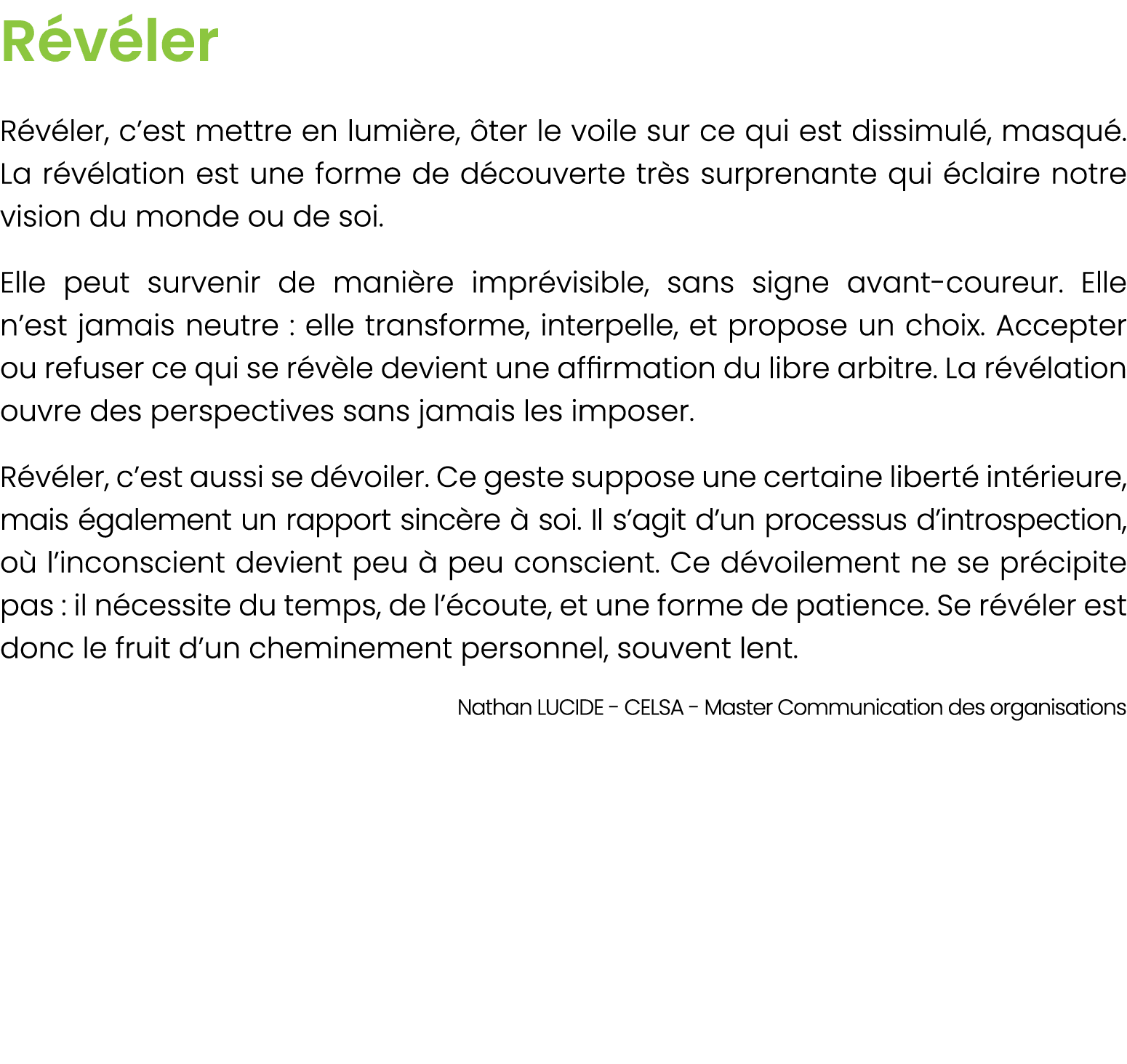R v ler R v ler, c’est mettre en lumi re, ter le voile sur ce qui est dissimul , masqu . La r v lation est une forme...