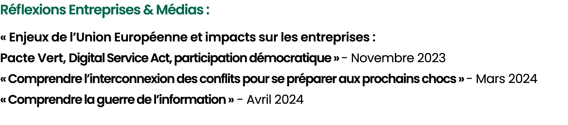 R flexions Entreprises & M dias : « Enjeux de l’Union Europ enne et impacts sur les entreprises : Pacte Vert, Digital...
